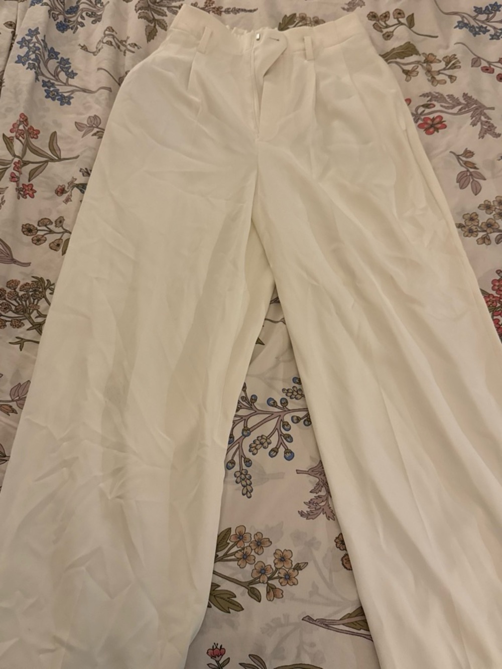 Uniqlo Cream Wide-Leg High-Waist Pants